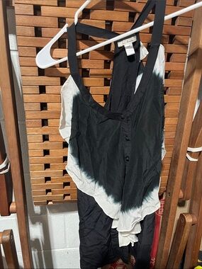 Trinity Silk S Black and White Tie-Dye Camisole